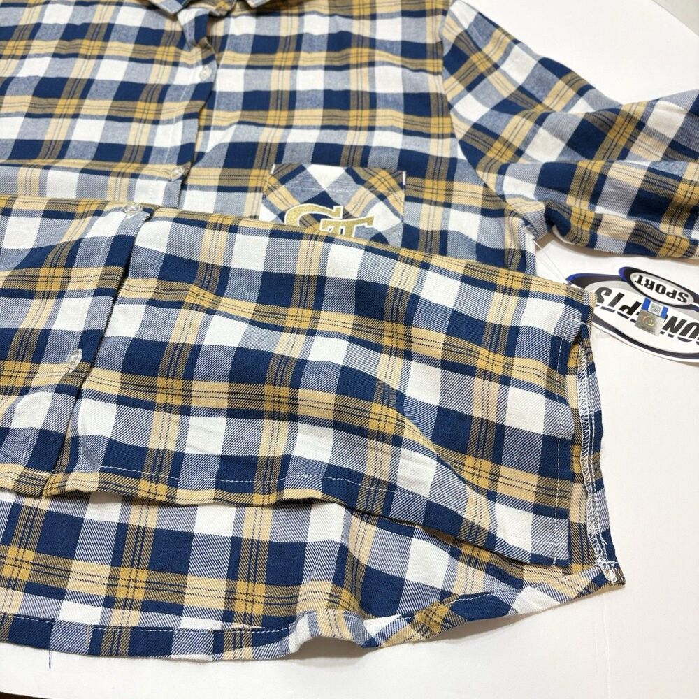 Concepts Sport Georgia Tech Women's Plaid Boyfriend Flannel Button-up Shirt XL - Picture 6 of 6